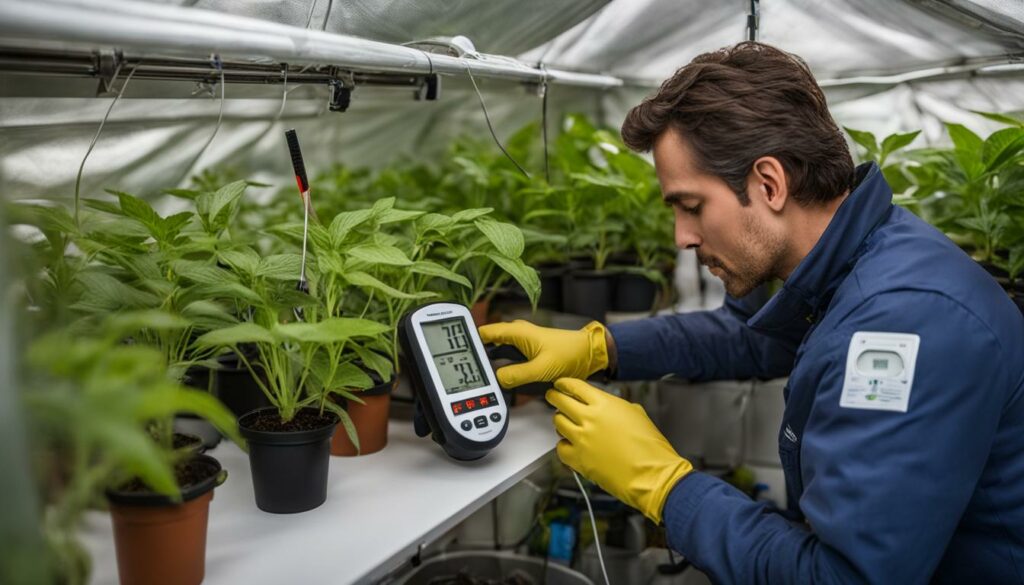 Medição e ajuste da temperatura no cultivo indoor