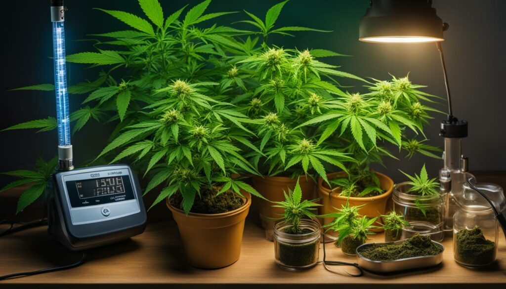 Monitoramento da luz e nutrição da cannabis